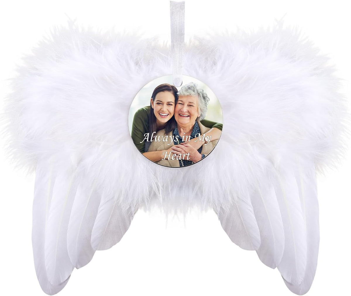 Personalized Photo Christmas Ornaments - Custom Christmas White Angel Wings Ornament Hanging