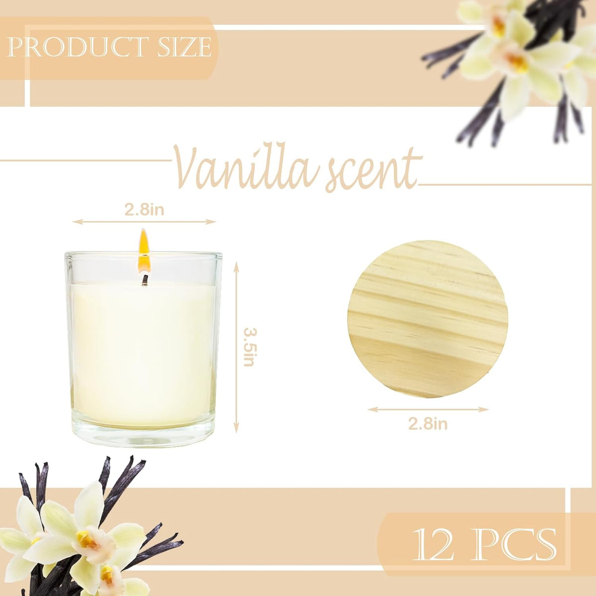 12 Pcs 6 Oz Bulk White Soy Candles,Vanilla Scented Candles Set,Bulk Aromatherapy Candle,Great