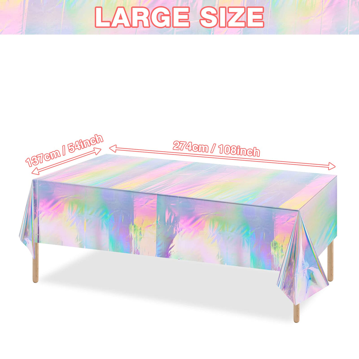 FunnyPars 4 Pack Iridescent Plastic Tablecloths, Disposable Table Covers