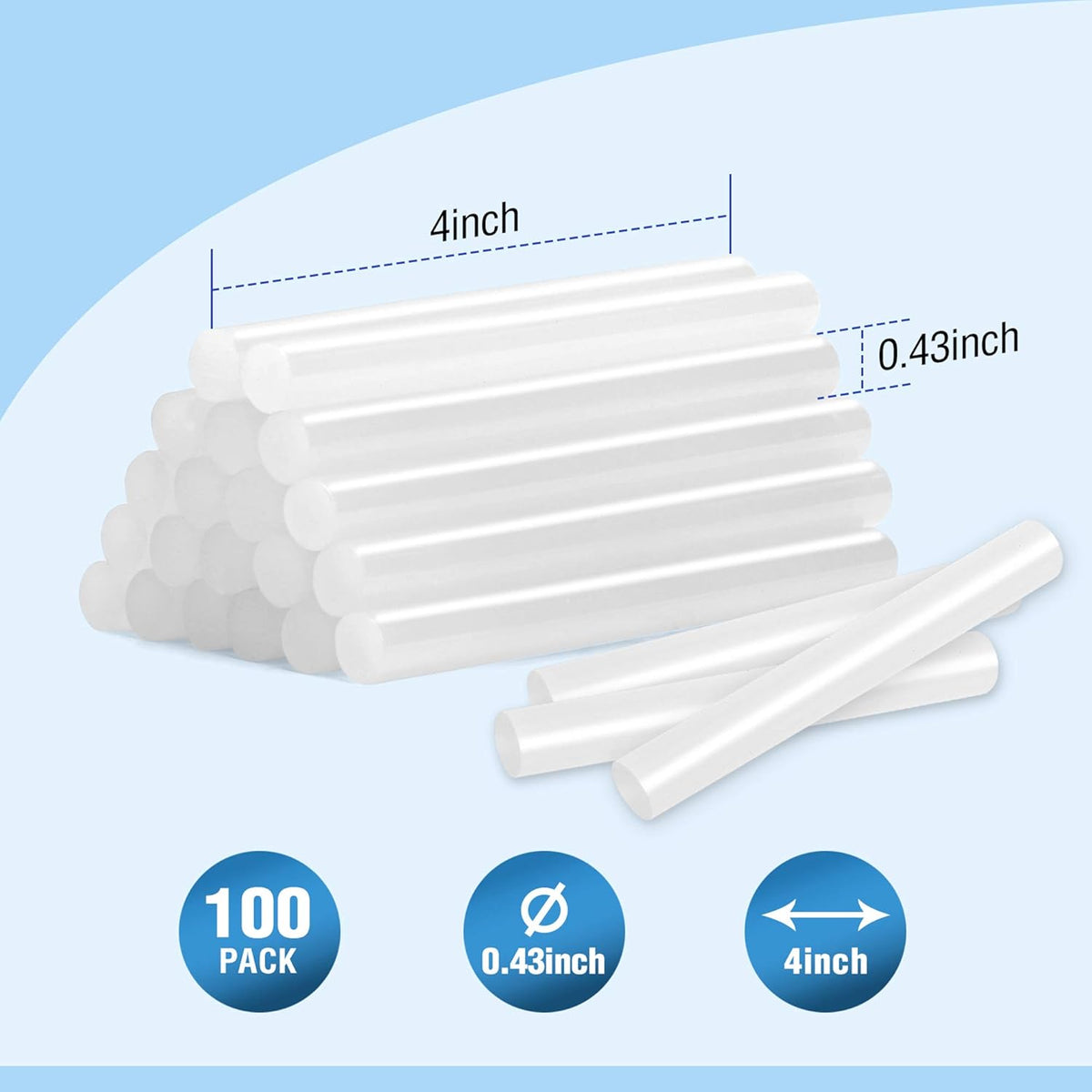 WORKPRO Full Size Hot Glue Sticks, 100-pack, 0.43x4 Inches, Compatible with Most Glue Guns