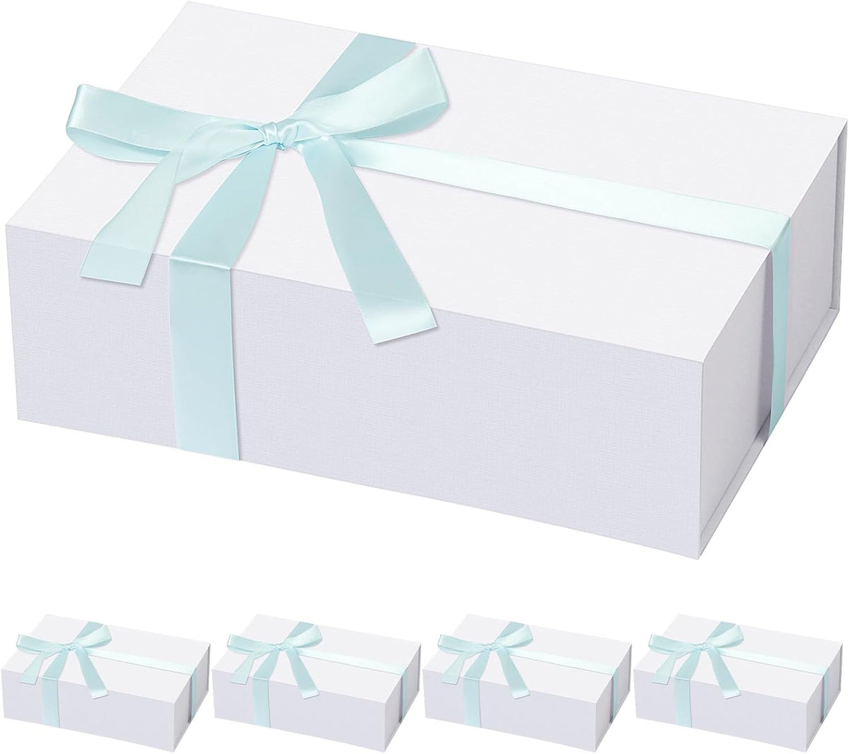 Rinrda 5 Pack Large White Gift Box,13.75"x9"x4.5", Gift Boxes with Magnetic Lids for Presents