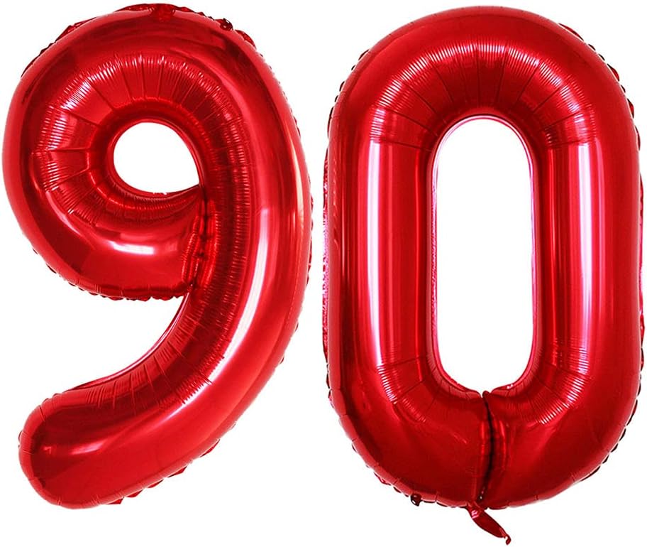 GOER Number 90 Balloons for 90th Birthday Party Decorations,42 Inch Jumbo Foil Helium Balloons for