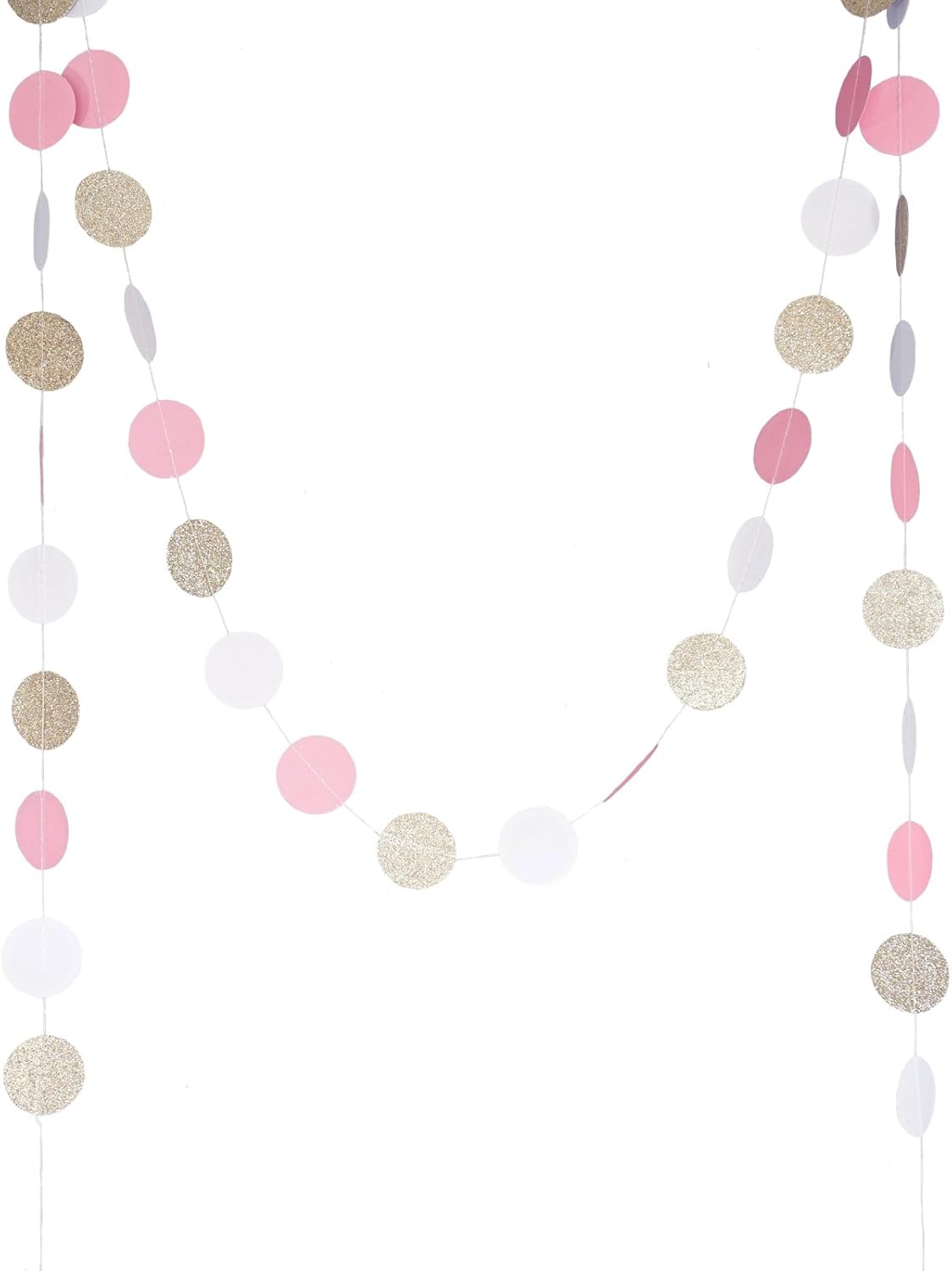 Chloe Elizabeth Circle Dots Paper Party Garland Streamer Backdrop (10-Pack, 10 Feet Per Garland