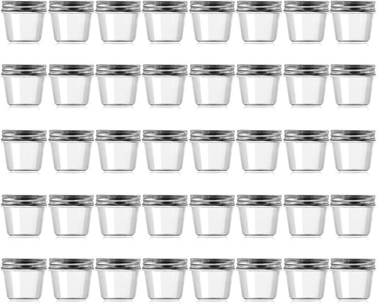 novelinks 4 Ounce Clear Plastic Jars Containers With Screw On Lids - Refillable Round Empty Plastic