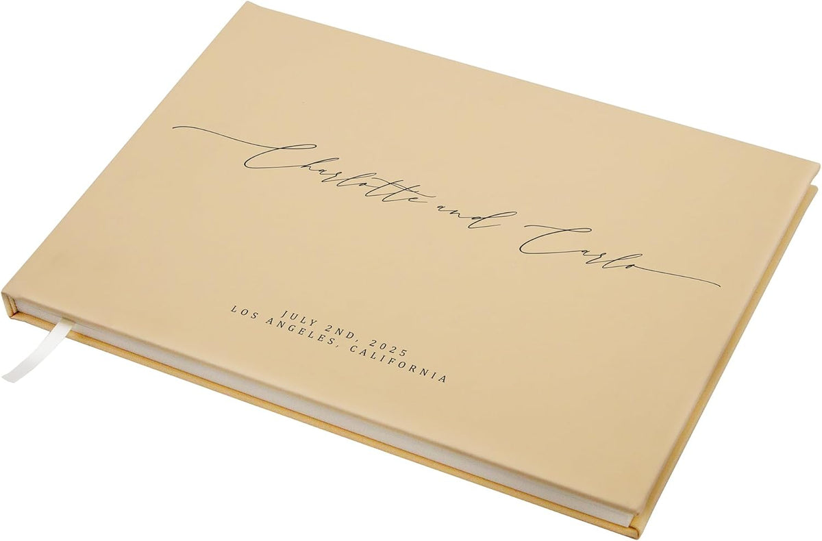 MUUJEE Personalized Guestbook in Butter - Premium Custom Modern Guest Book for Wedding Reception