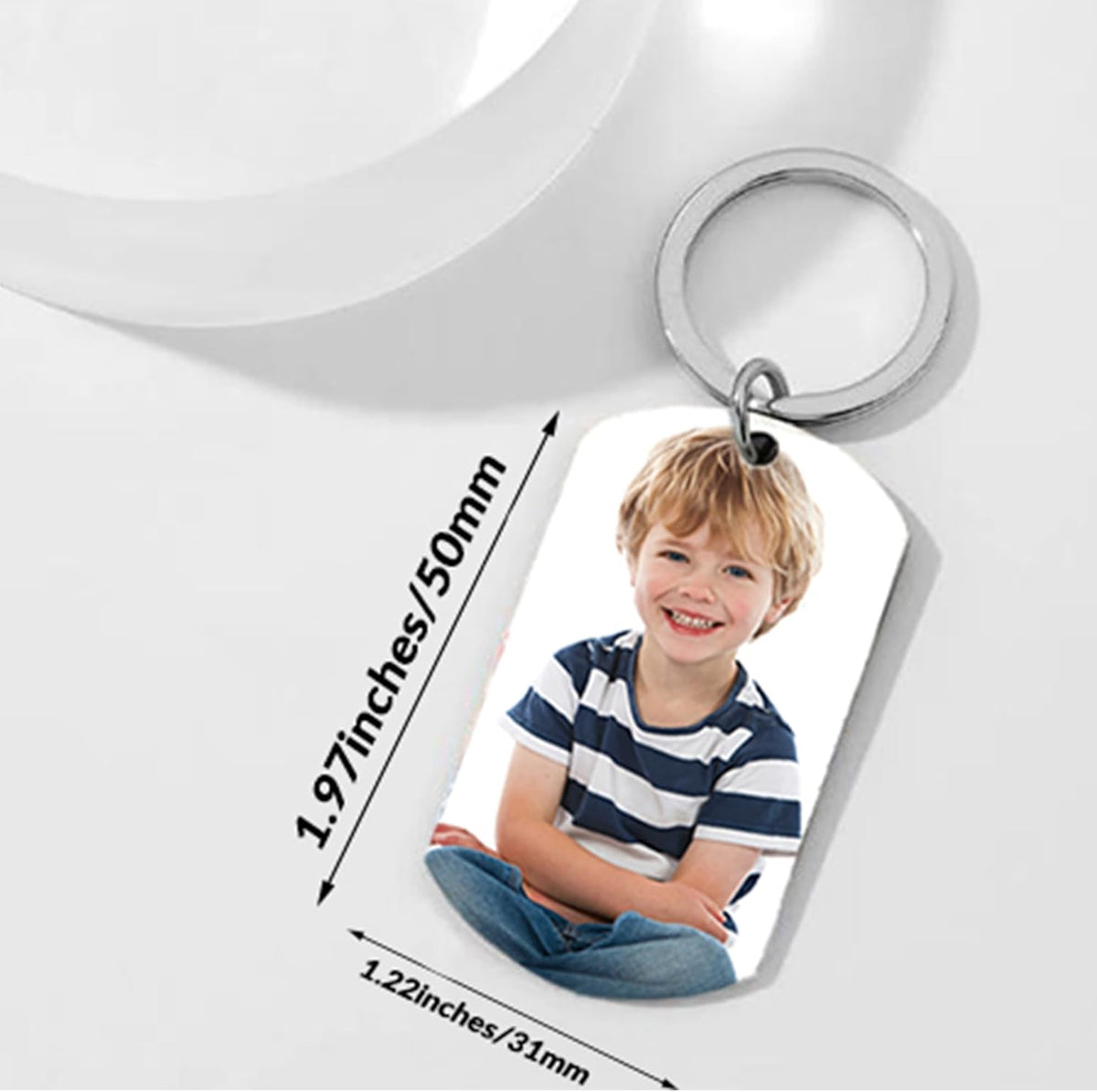 Personalized Double-sided Photo Text+Icons Keychain Drive Safe Boy Girlfriend Pet Memorial
