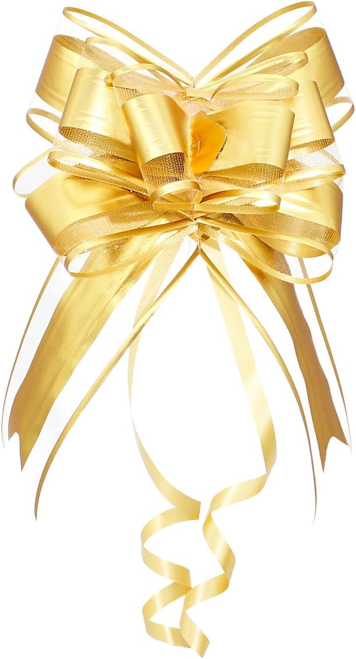 WEWILUCK Bows for Gift Wrapping, Gold Bows for Gifts, Presents, Gift Baskets, Large Bow for