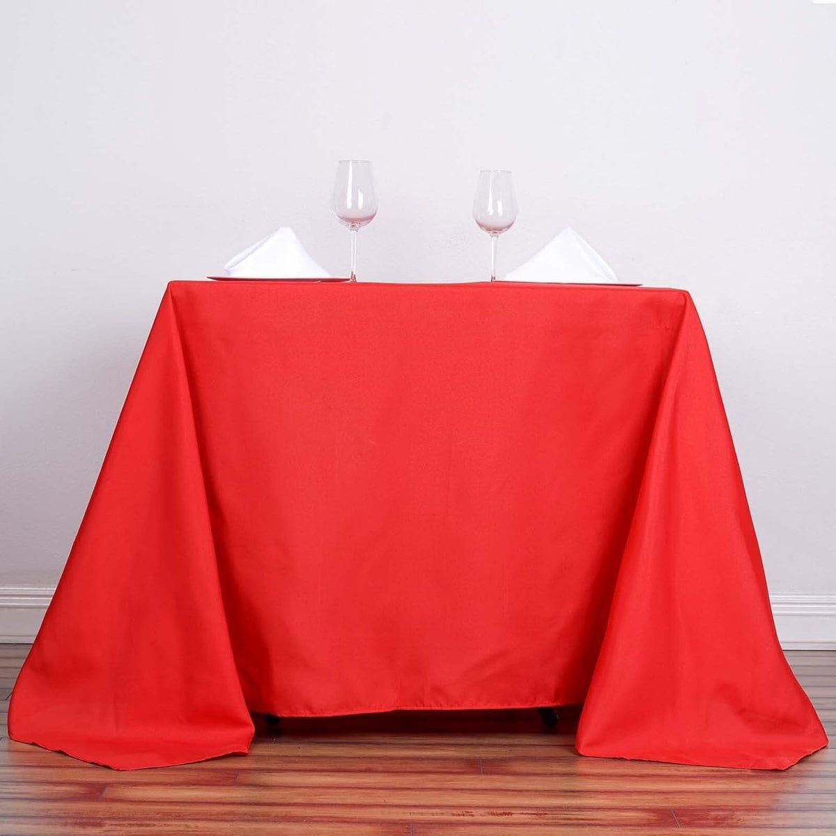 Efavormart 90" RED Wholesale Linens Polyester Square Linen Tablecloth for Kitchen Dining Catering