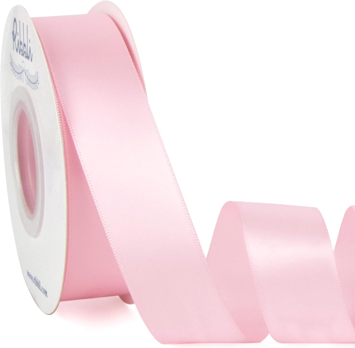 Ribbli Double Faced Light Pink Baby Pink Satin Ribbon,1” x Continuous 25 Yards,Use for Bows