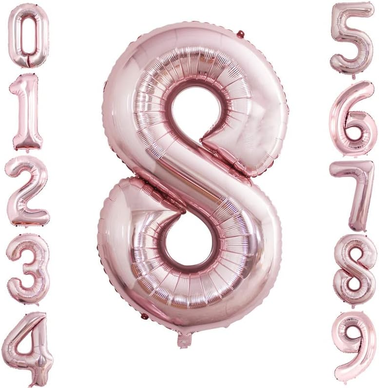 GOER 2 Pcs 42 Inch Rose Gold Foil Balloons Number 8,Huge Number Balloons for 8th 88th Birthday