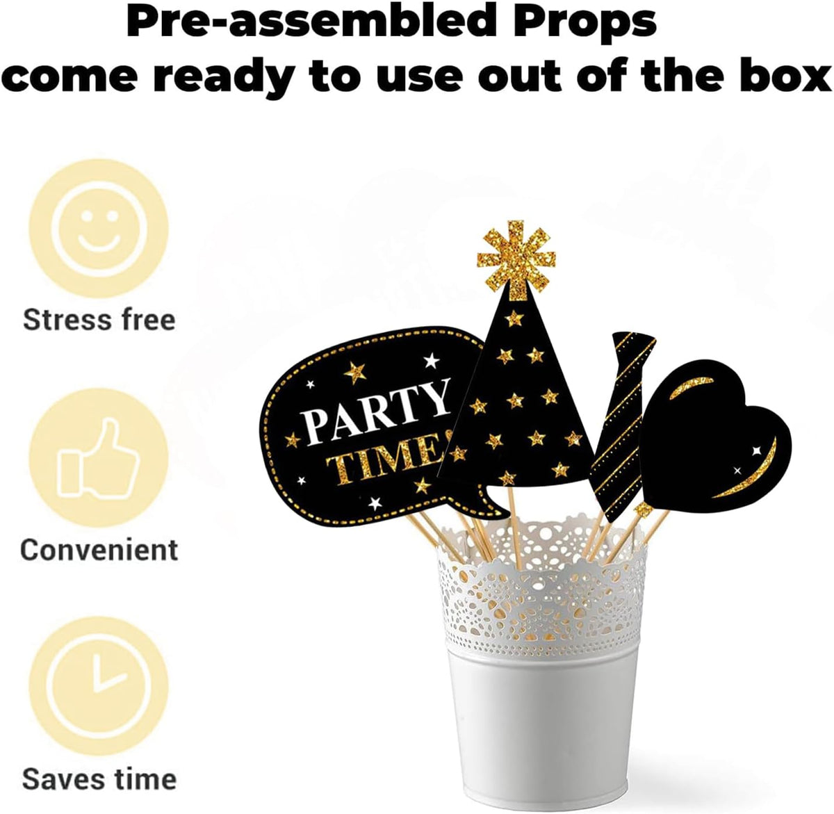 Birthday Photo Booth Props Kit - 38Pcs Funny Pose Signs, Selfie Photobooth Decor for Birthday