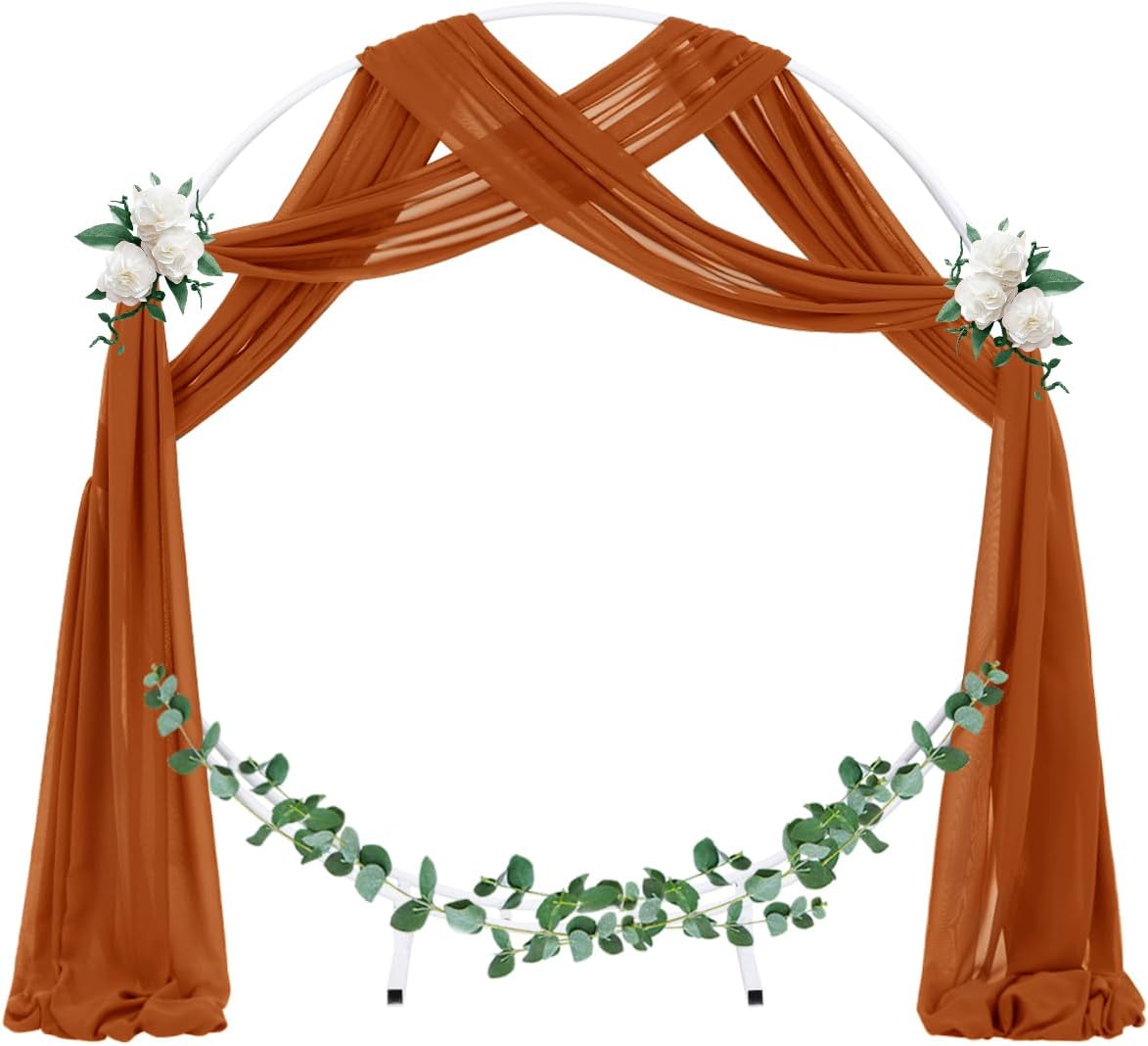 Socomi Wedding Arch Draping Fabric 3 Panels 29" x 19Ft Terracotta Sheer Chiffon Curtain Drapes 6