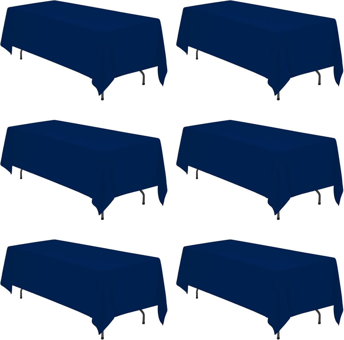 BRILLMAX 6 Pack Navy Blue Tablecloths 70 x 120 Inch for 6ft or 8ft Rectangle Tables - Rectangular