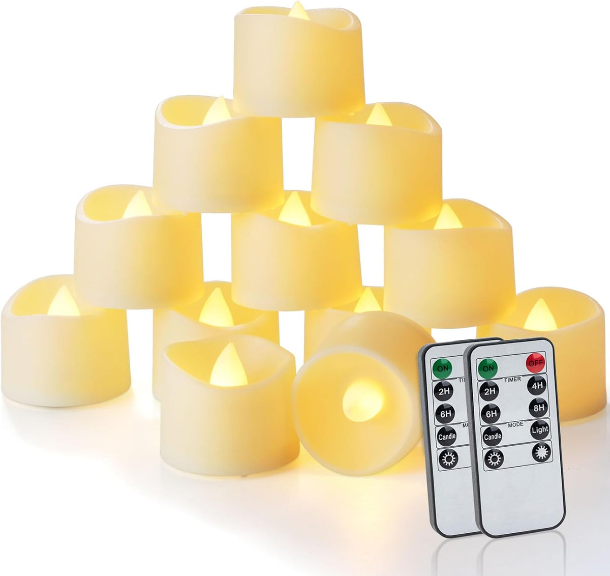 Homemory 24pcs Remote Timer LED Tea Lights Candles, 400+Hours Flickering Flameless Battery Operated