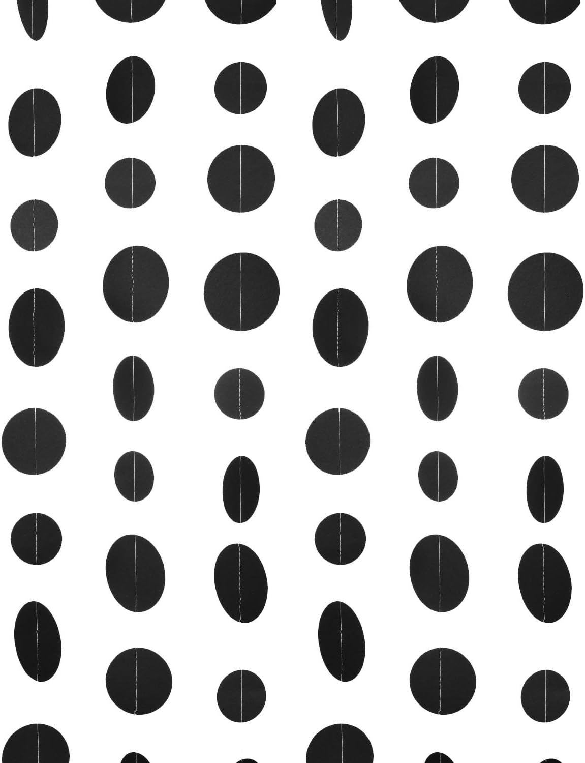 Black Paper Garland Circle Dot Party Banner Wall Streamers Backdrop Ceiling Hanging Decorations, 20