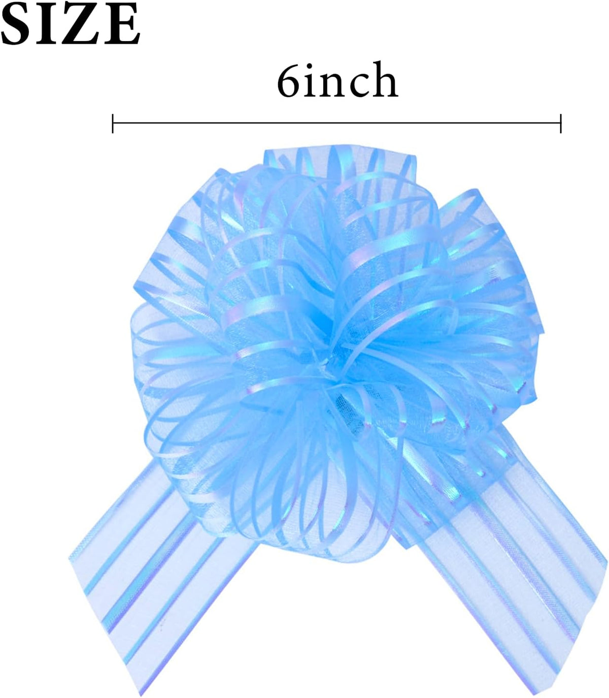 6 Pcs 6 Inch Large Organza Pull Bow Ribbon – Elegant Gift Bows for Wedding Decorations, Christmas