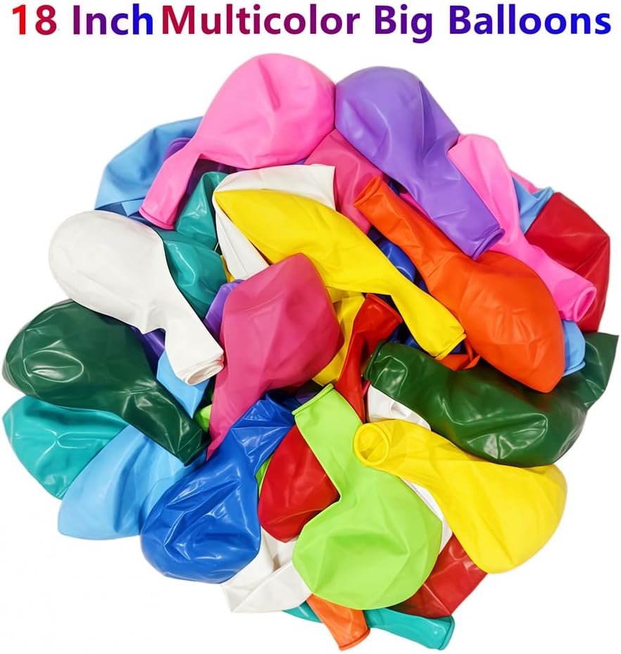 60 Pack Rainbow Balloons 18 Inch Assorted Colors Latex Multicolor Balloon 12 Kinds Colorful Large