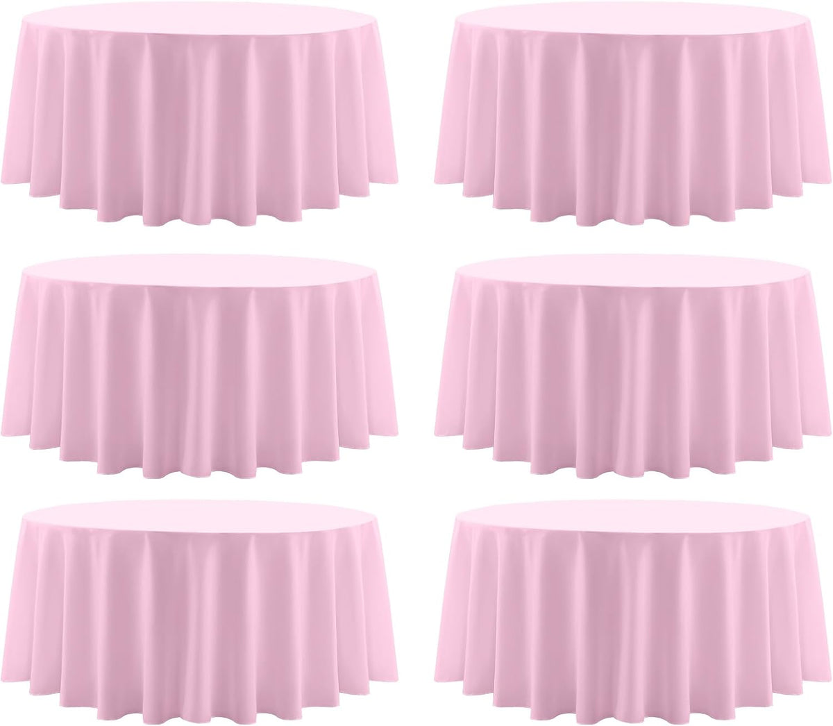 Round Tablecloth 6 Pack 108 Inch Pink Tablecloths Washable Decorative Linen Polyester Table Clothes