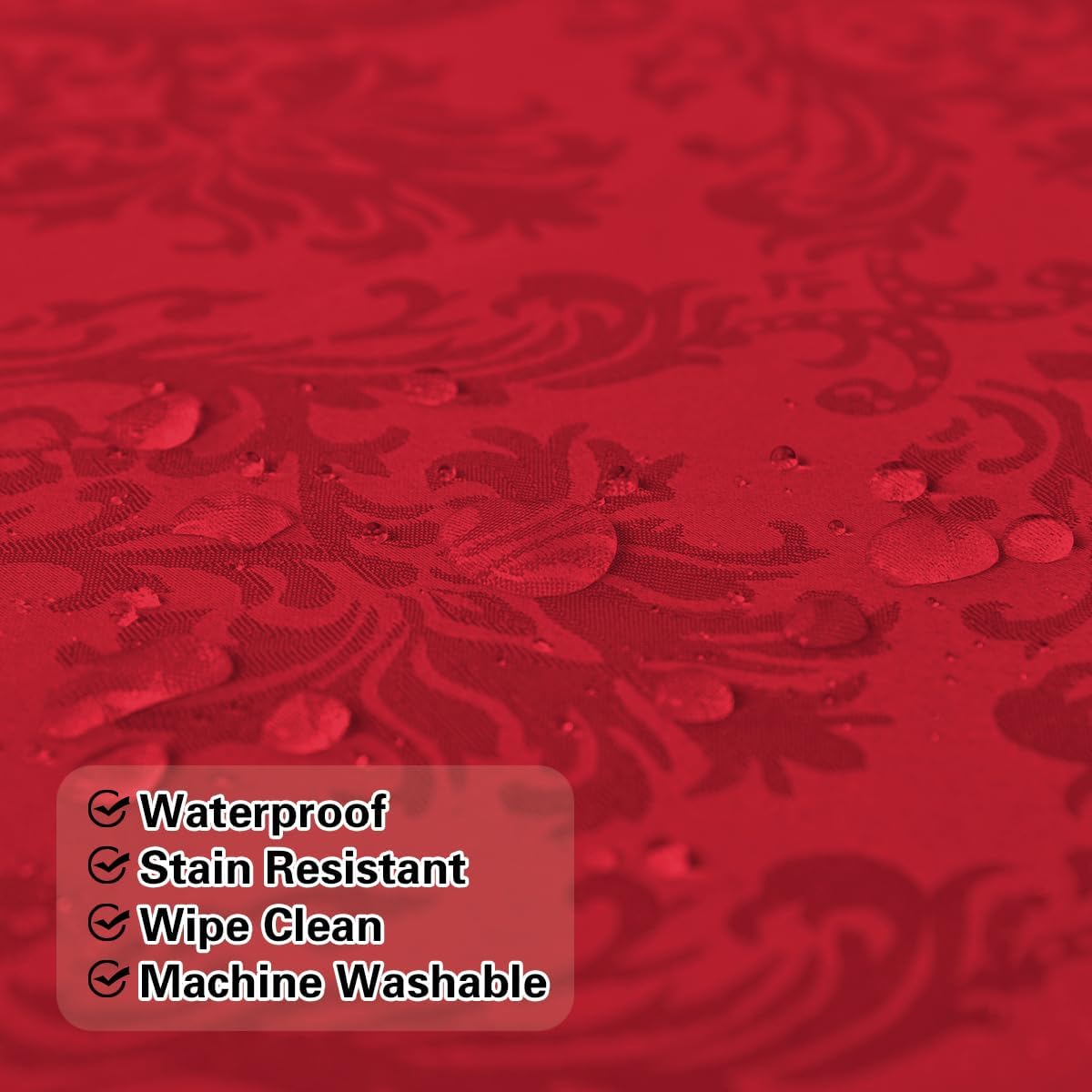 Jacquard Christmas Tablecloth Rectangle 52 x 70 Inch, Waterproof Wrinkle Free Floral Damask Table
