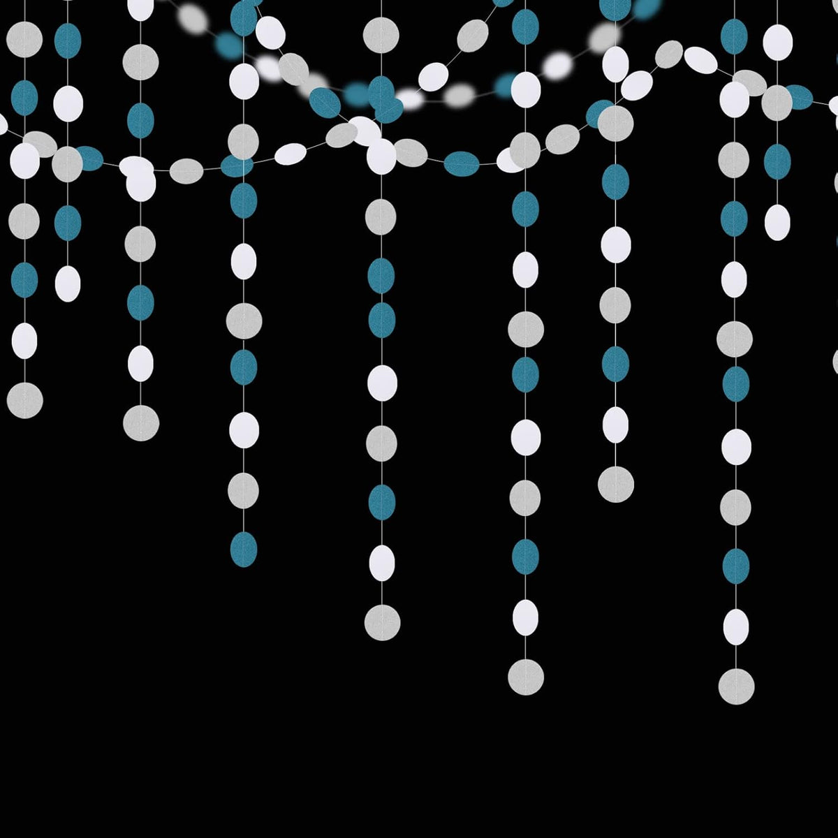 Teal-Turquoise White-Silver Party-Decorations Garland Streamers - 52Ft Woman Girl Frozen Birthday