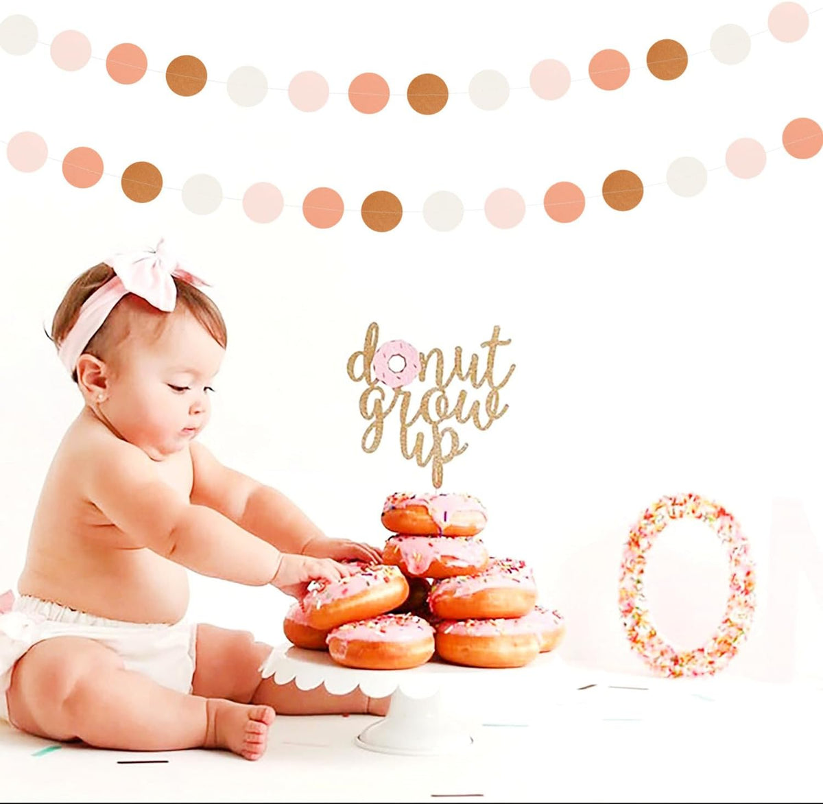 Pink-Brown Peach Party-Decorations Streamers Garland - 52ft Boho Fall Groovy Hanging Paper