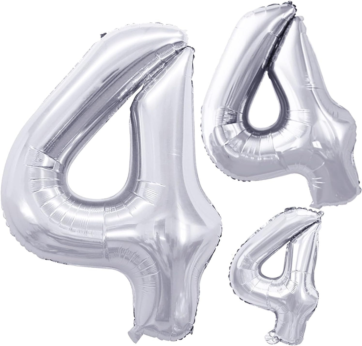 GOER Silver Foil Balloons Number 4,Huge Number Balloons for 4th Birthday Party Supplies Anniversary