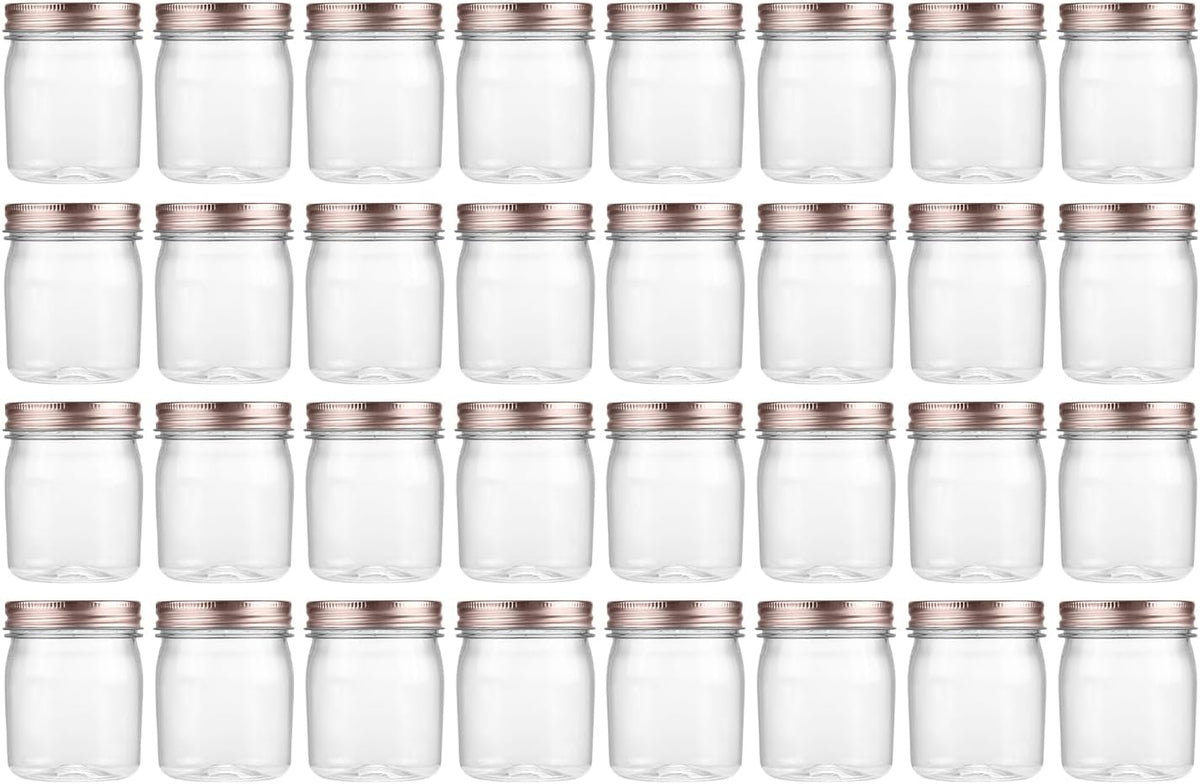 novelinks 8 oz Clear Plastic Jars with Screw-On Lids - BPA-Free Refillable Storage Containers for