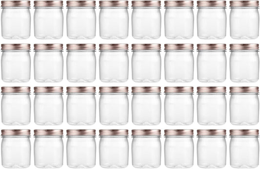 novelinks 8 oz Clear Plastic Jars with Screw-On Lids - BPA-Free Refillable Storage Containers for
