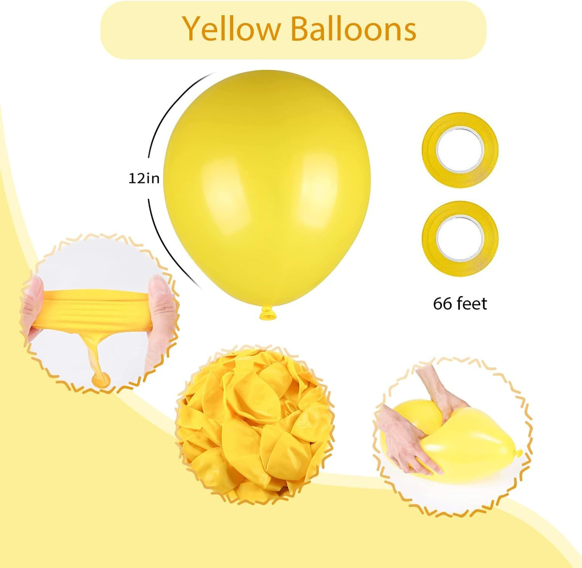 100pcs Balloons, 12 inch Yellow Latex Balloons Helium Quality for Gender Reveal,Birthday Party