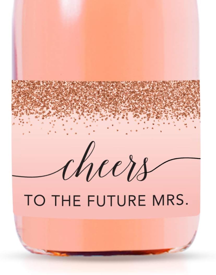Andaz Press Mini Champagne Wine Bottle Labels, Cheers! to The Future Mrs., Blush Pink Faux Rose