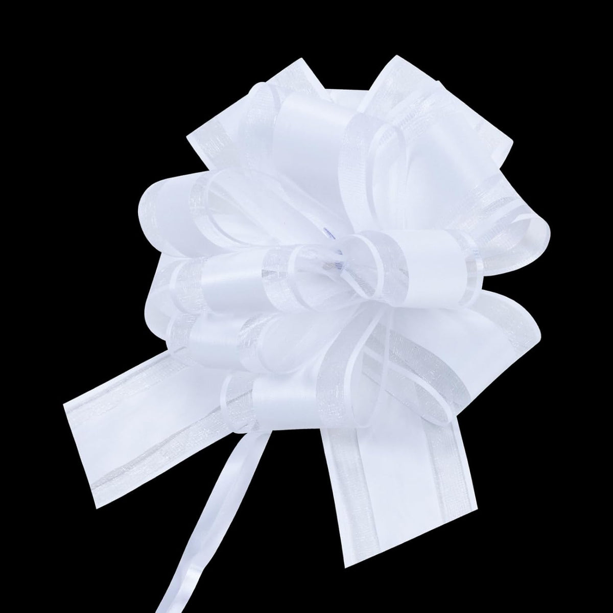 12 PCS 6 Inch Large Pull Organza White Bows - Perfect for Gift Wrapping, Wedding Decor, Car Bows