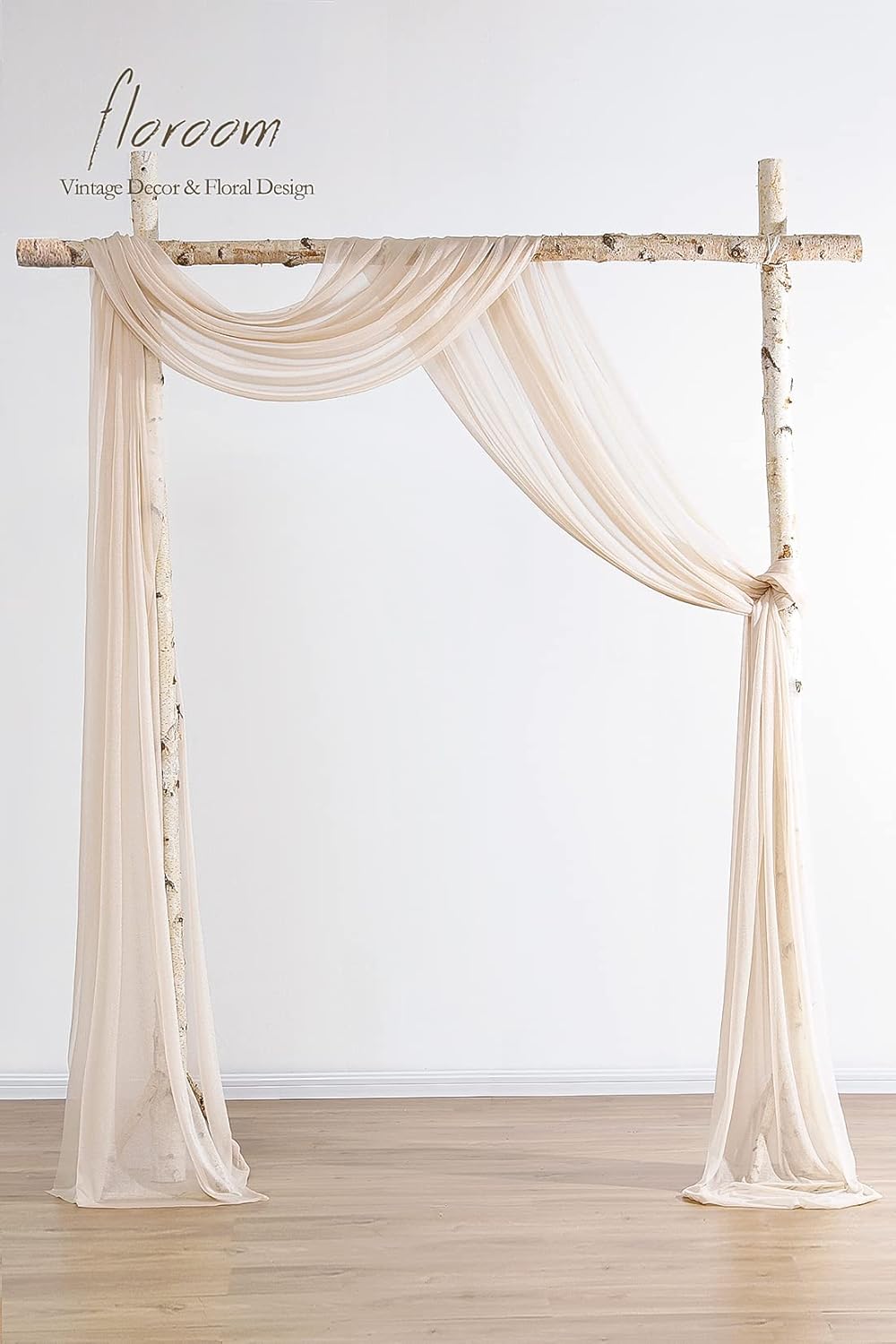 Floroom Wedding Arch Draping Fabric 2 Panels 20Ft Nude Chiffon Fabric Drapes Arbor Drapery Wedding