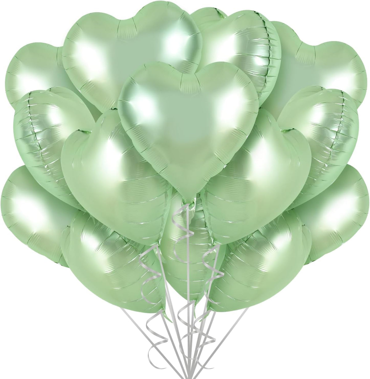 TONIFUL 30Pcs 18 Inch Olive Green Heart Balloons Sage Green Heart Shape Foil Mylar Balloons