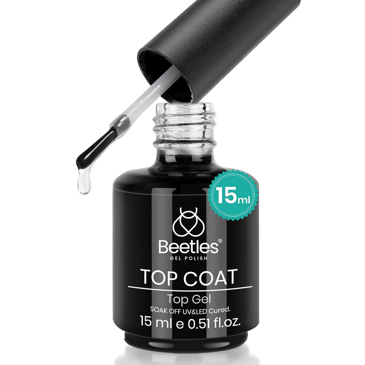 beetles Gel Polish No Wipe Gel Top Coat - Clear Color Top Coat Gel Nail Polish Shine Finish and