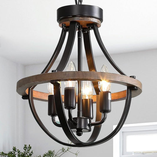 Farmhouse Modern Chandelier,16inch Rustic Vintage Ceiling Hanging Light Fixture, 5-Light