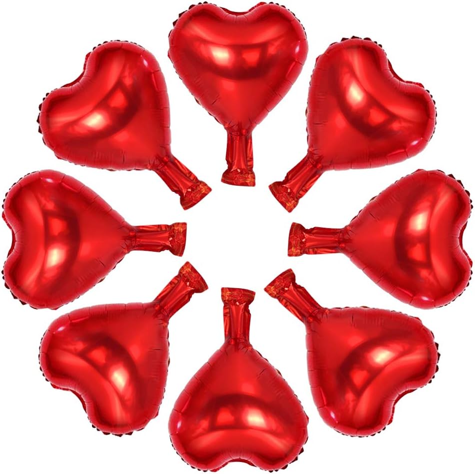 BEISHIDA 50 Pcs 10 Inch Heart Foil Balloons, Red, Heart-Shaped Foil Balloons for Birthday, Wedding