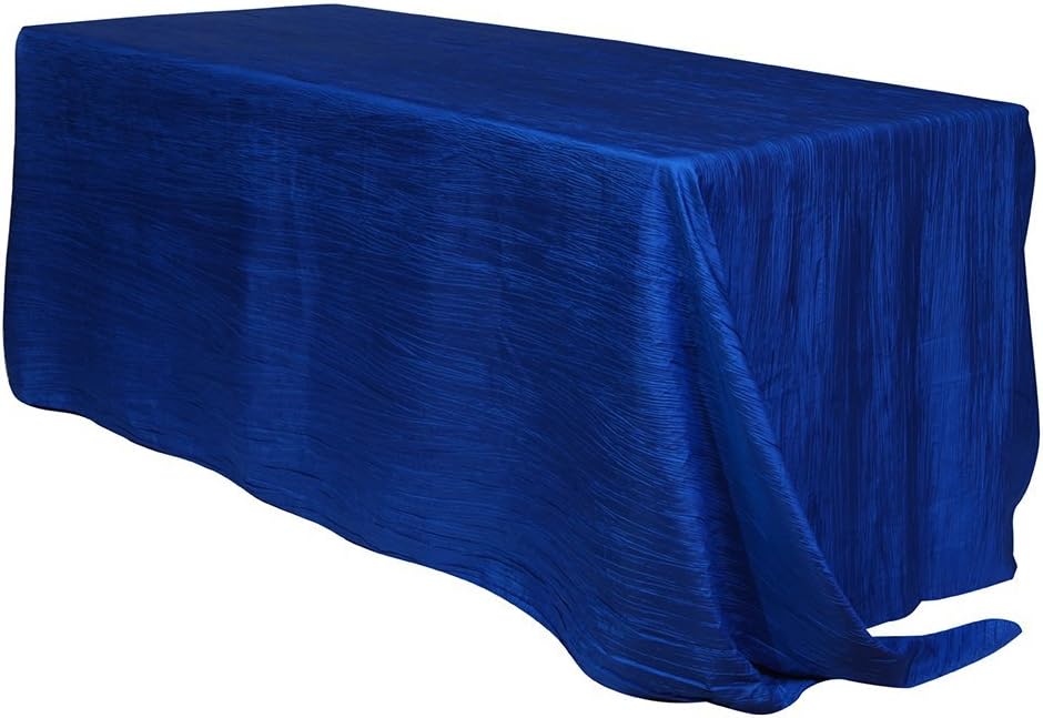 YOUR CHAIR COVERS - 90 x 156 inch Rectangular Crinkle Taffeta Tablecloth - Royal Blue, Rectangle