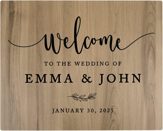 Andaz Press Large Wooden Welcome Sign for Wedding, Rustic Welcome Sign 16" x 20" Custom Names &
