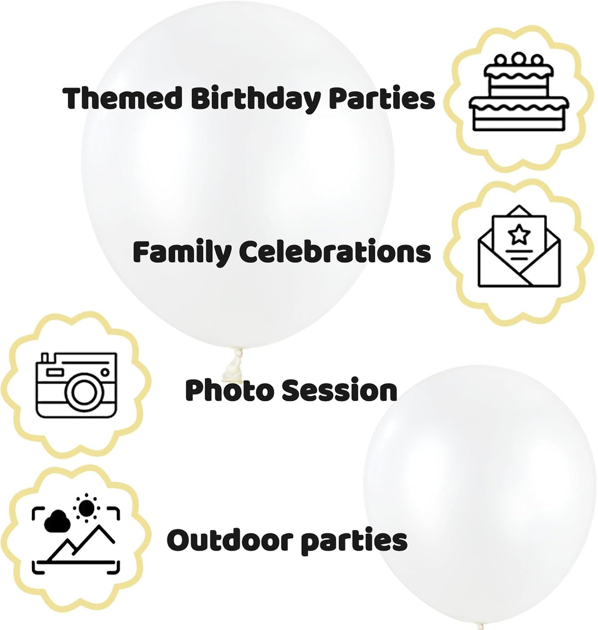 110pcs Pearl White Balloon 12 inch, Pearl white Latex Balloons for Birthday Party Baby Shower