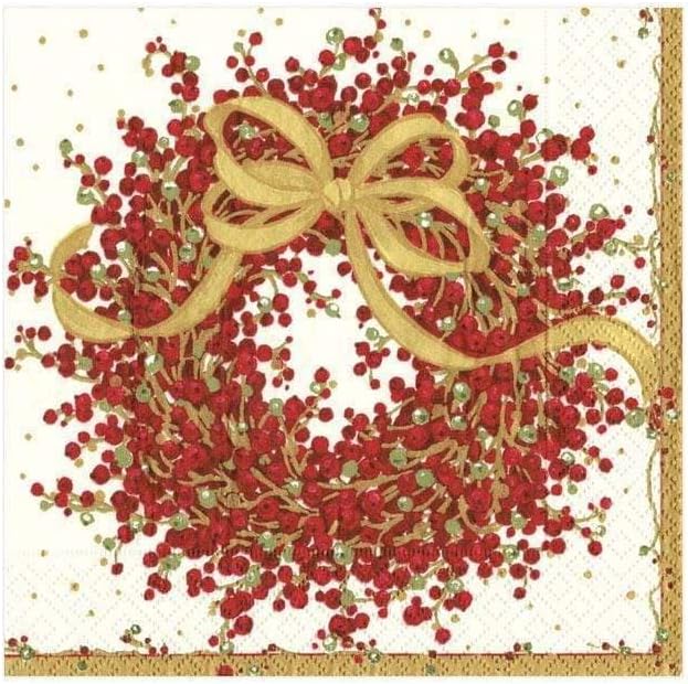 Caspari Pepperberry Paper Cocktail Napkins - Two Packs of 20