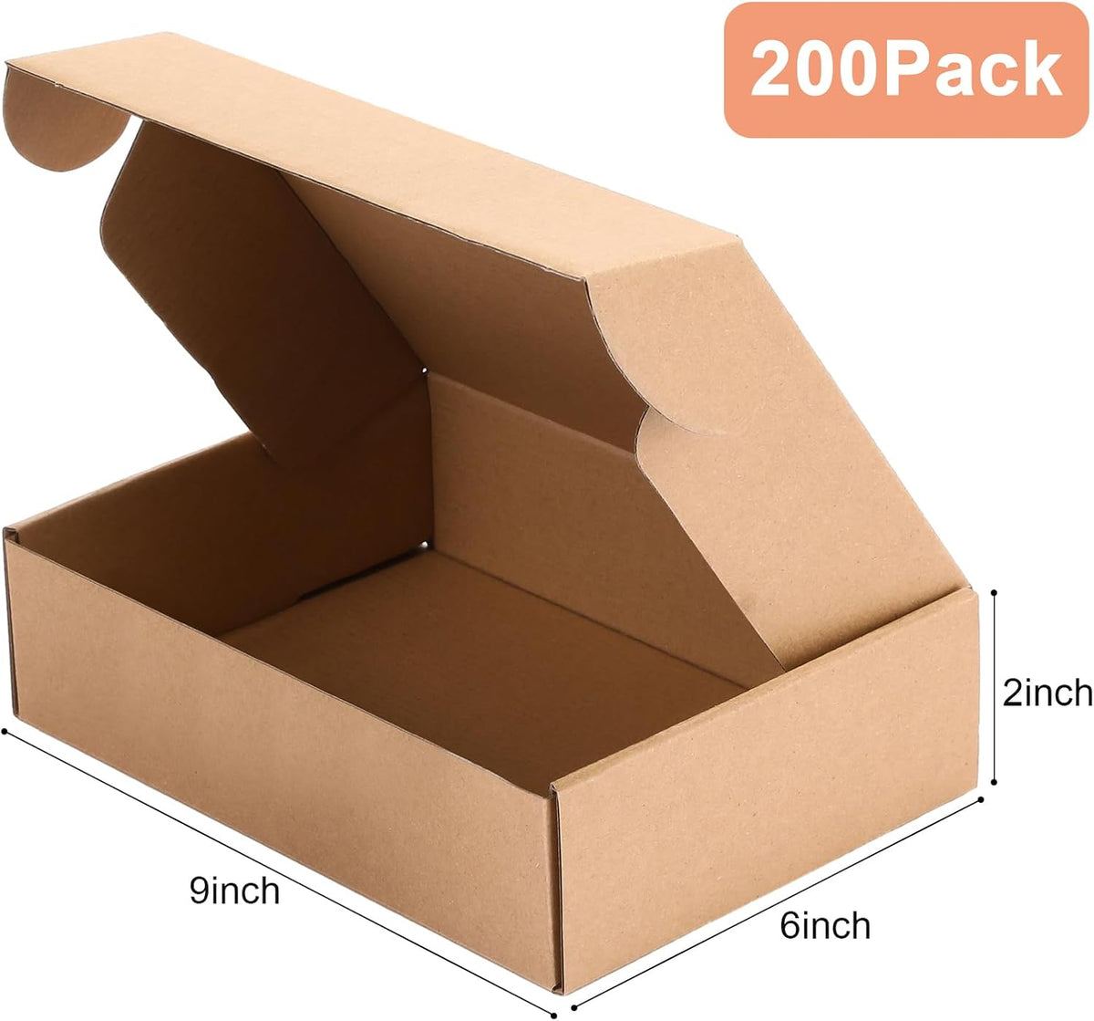 Qilery 200 Pcs Shipping Boxes Cardboard Gift Corrugated Cardboard Brown Boxes Mailer Packaging for