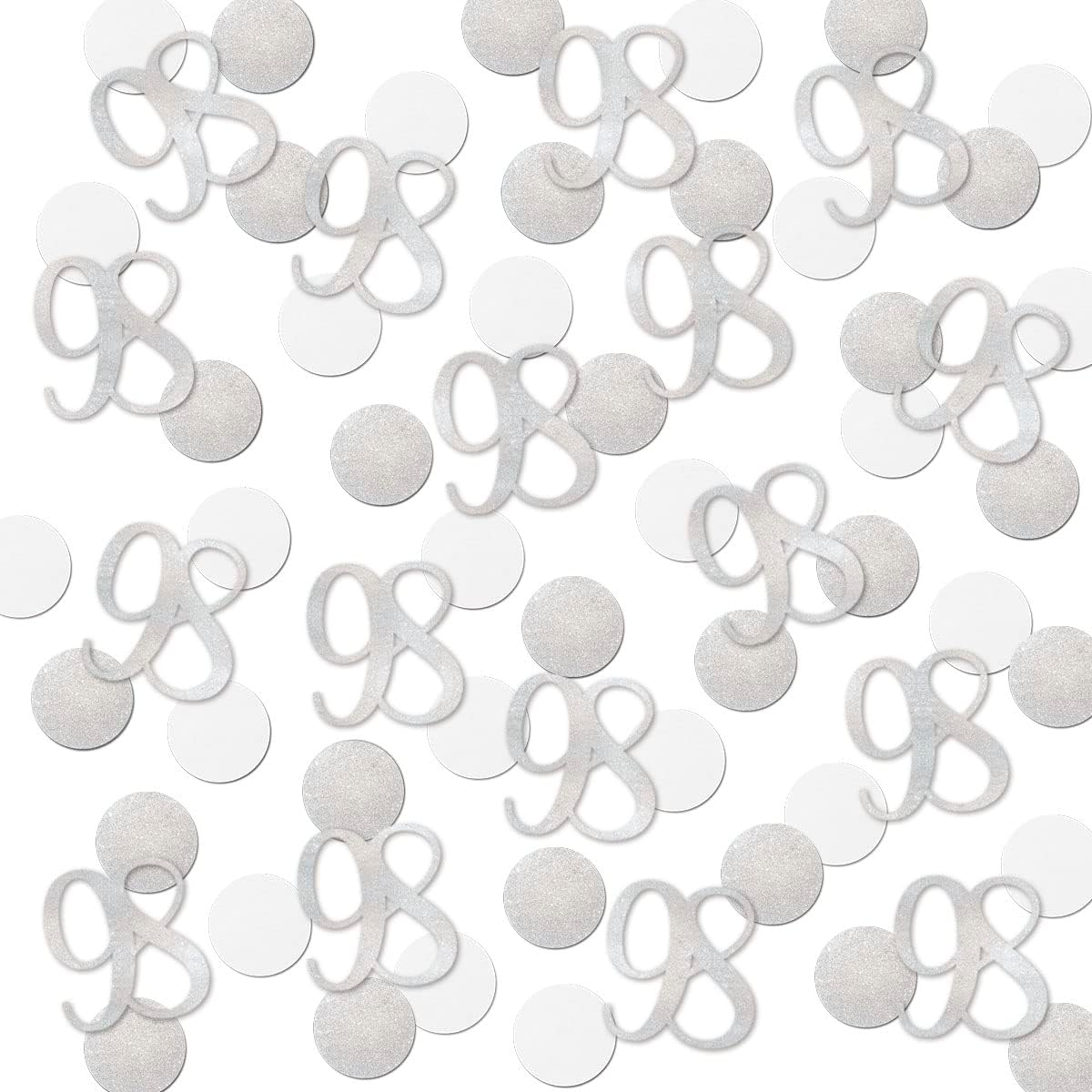Silver Glitter 98 Confetti, 98th Birthday Number Confetti, 200pcs Anniversary Party Table
