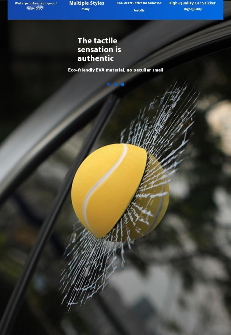Car 3D elf Ball car Sticker, car Window Funny Creative Decorative Sticker(18cmx18cmx3cm) (Yellow