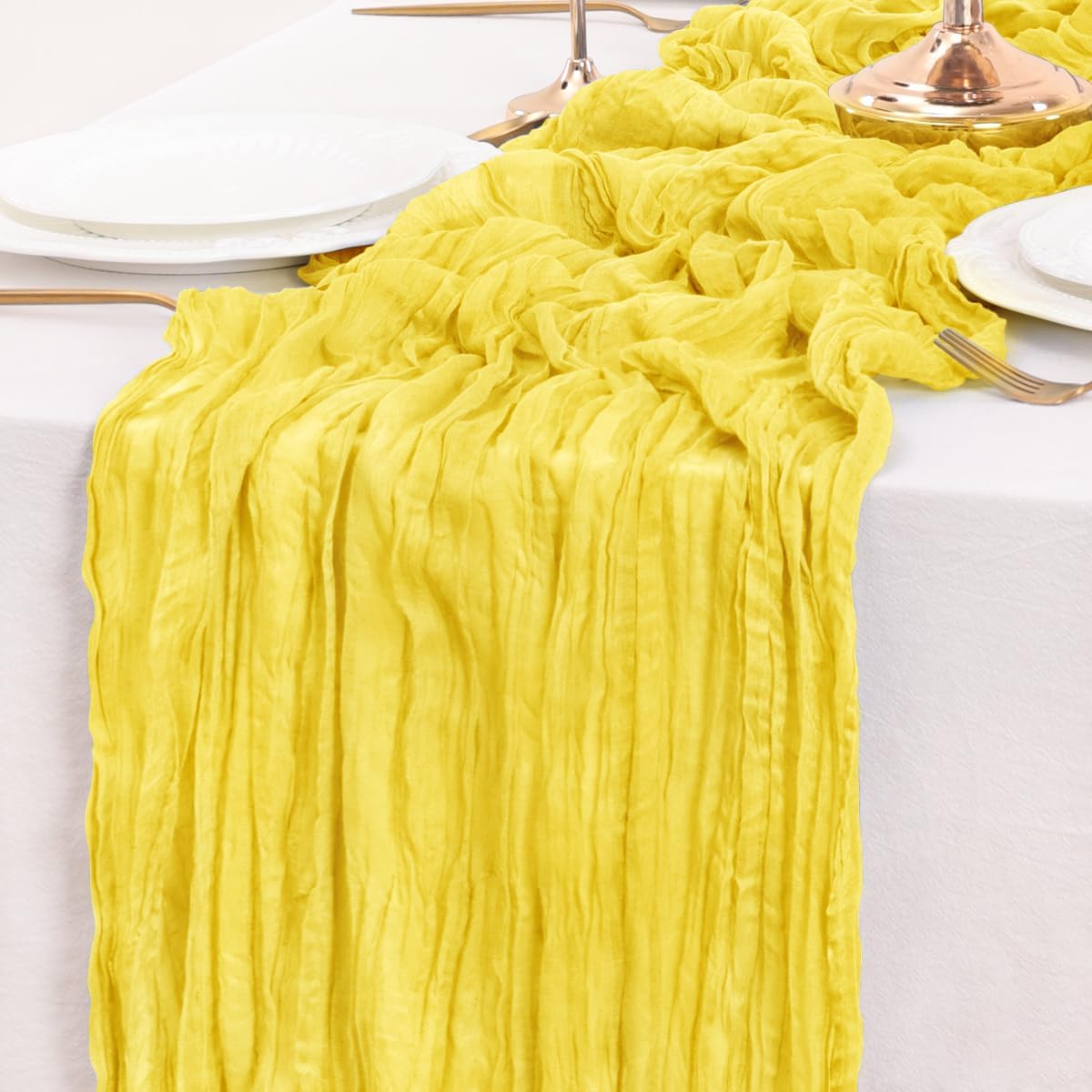 Yellow Table Runner Cheesecloth Table Runner 10FT Farmhouse Table Runners 120 Inches Fall Table
