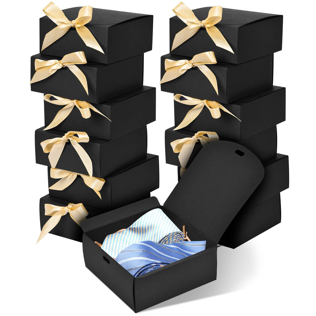 WLUSEAXI 12 Pack Small Gift Boxes with Lids for Presents, Black Gift Boxes