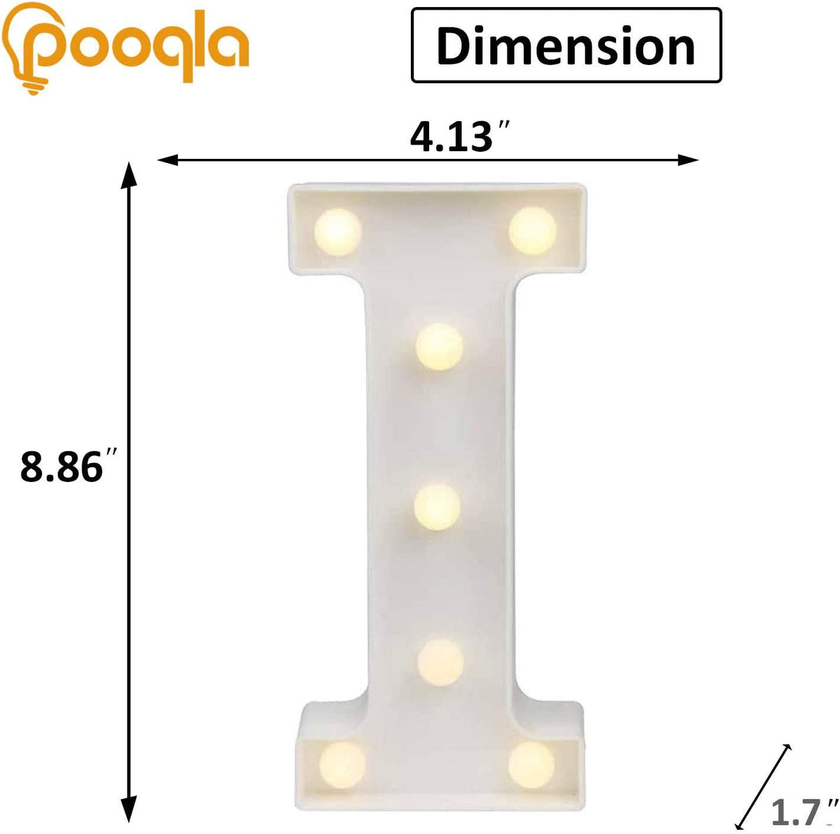 Pooqla LED Marquee Letter Lights Sign, Light Up Alphabet Letter for Home Party Wedding Decoration I