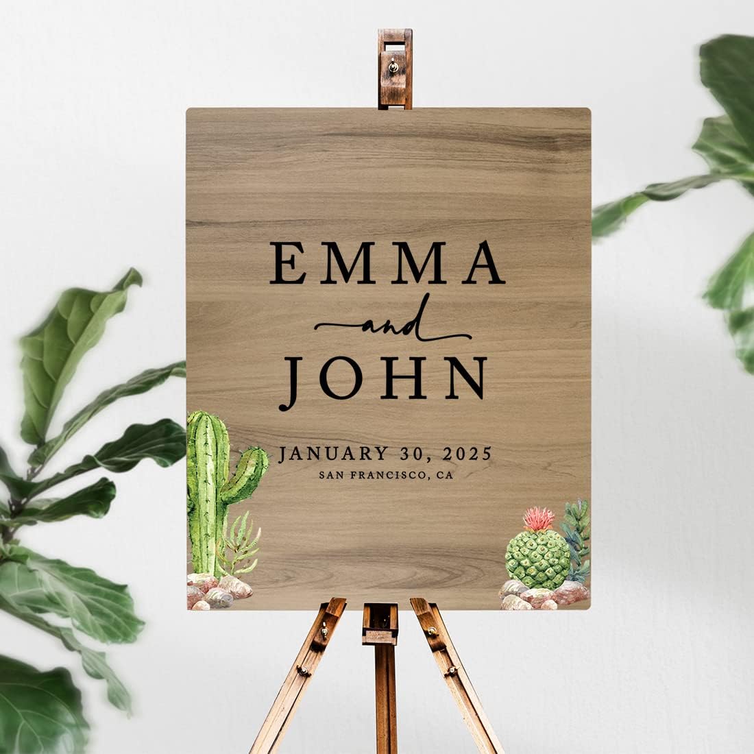 Andaz Press Large Wooden Welcome Sign for Wedding, Rustic Welcome Sign 16" x 20" Custom Names