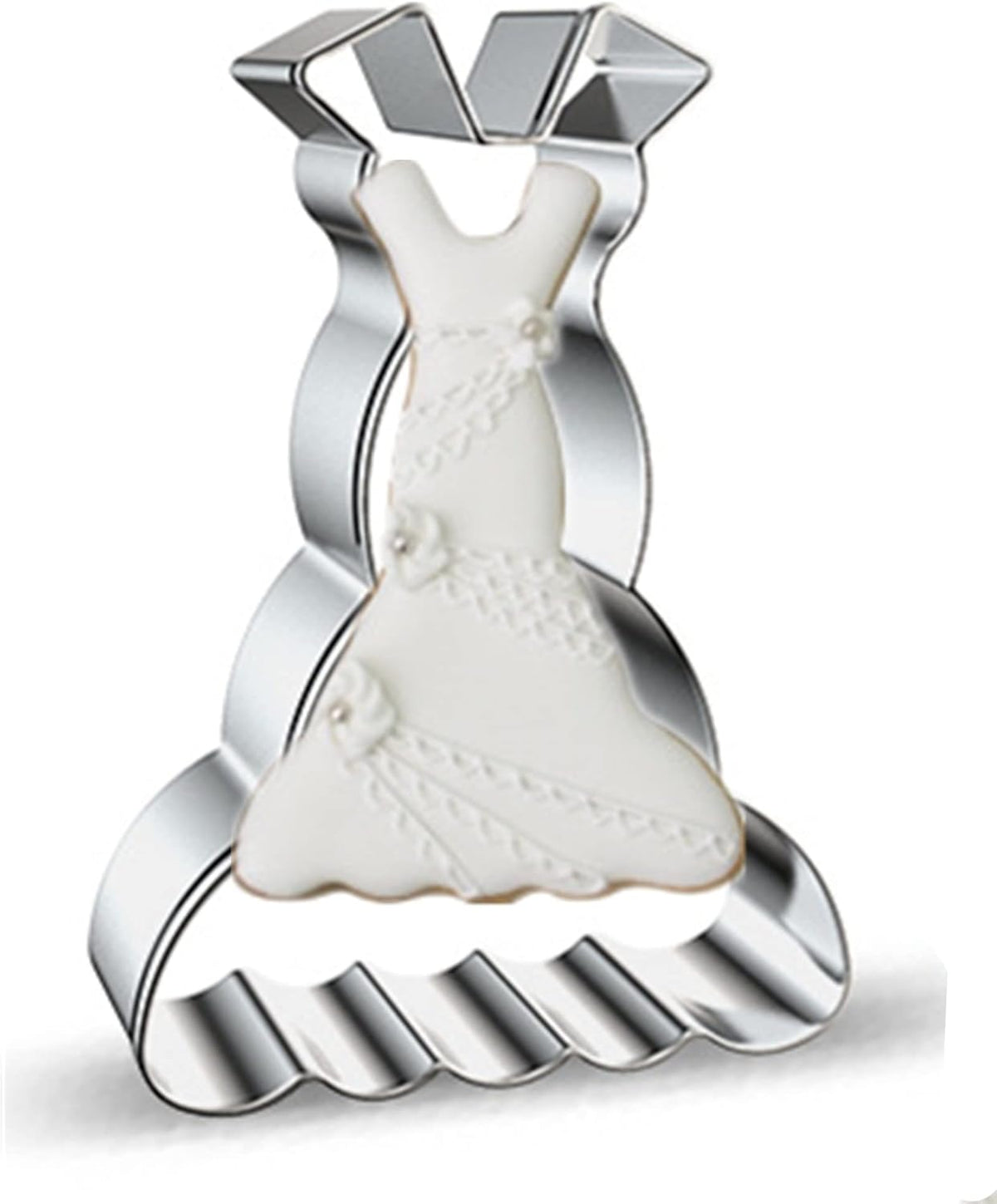 Large Size Dress Shaped Cookie Cutter, Stainless Steel Sleeveless Mermaid Fishtail Princess Wedding