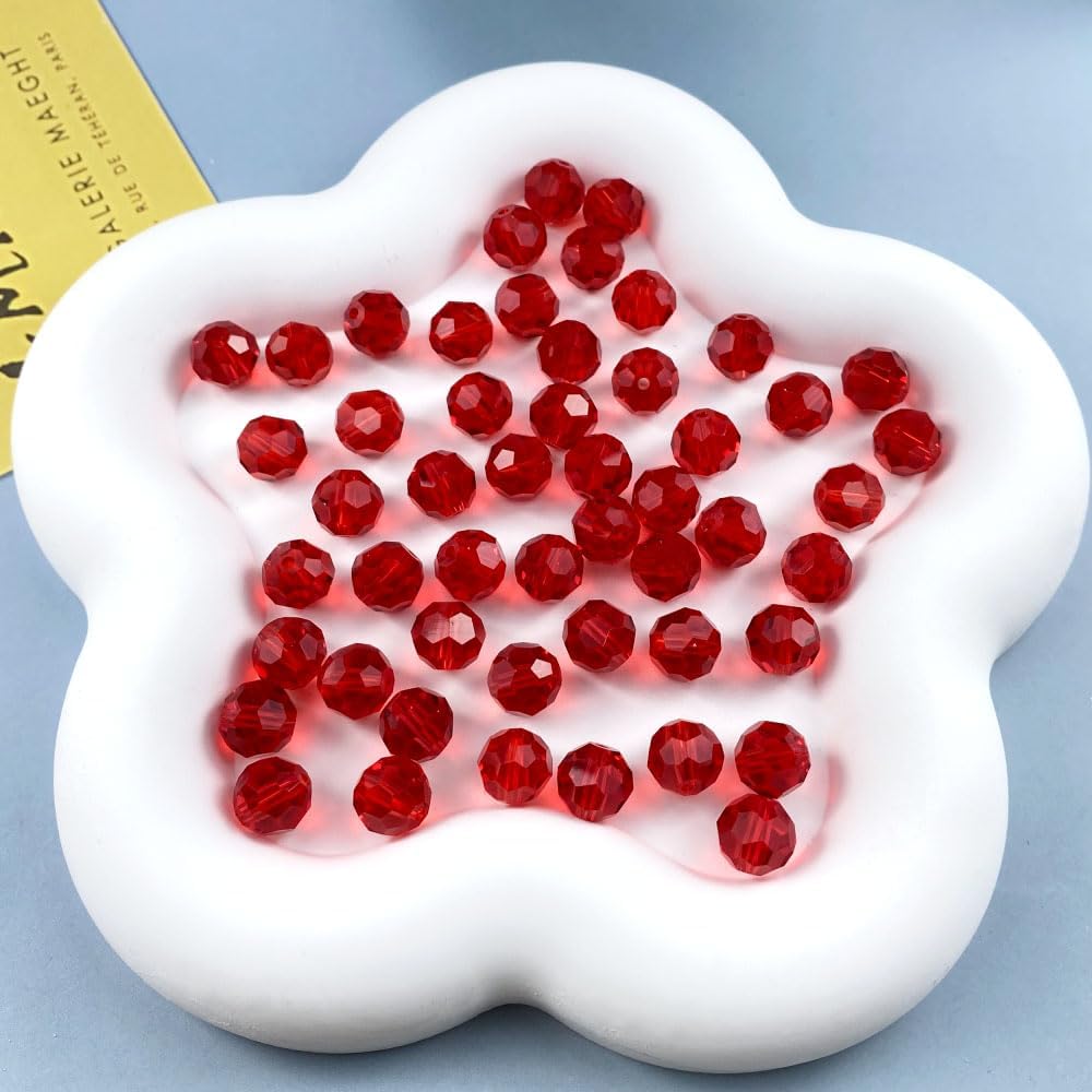 100 PCS 8mm Crystal Glass Beads Round Multiple Faceted Loose Spacer Glass Beads for DIY Handcrafte