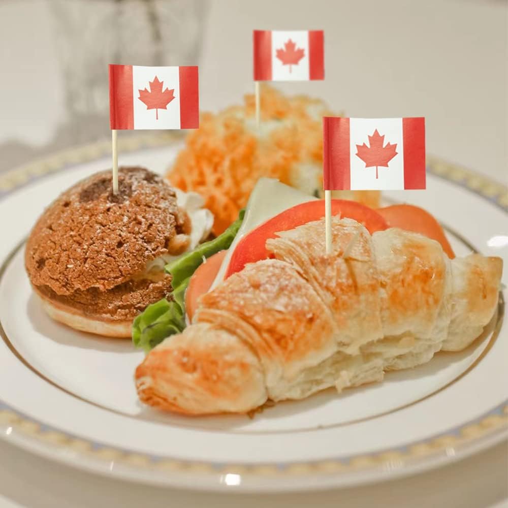 Canada Flag Canadian Flag, Small Mini Canada Toothpick Flags for Food, Cupcakes, Cocktails